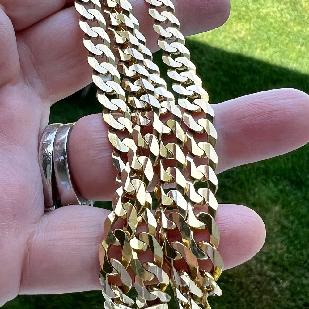 14K YELLOW GOLD CURB CUBAN LINK CHAIN NECKLACE UNISEX THICK HEAVY MADE IN ITALY